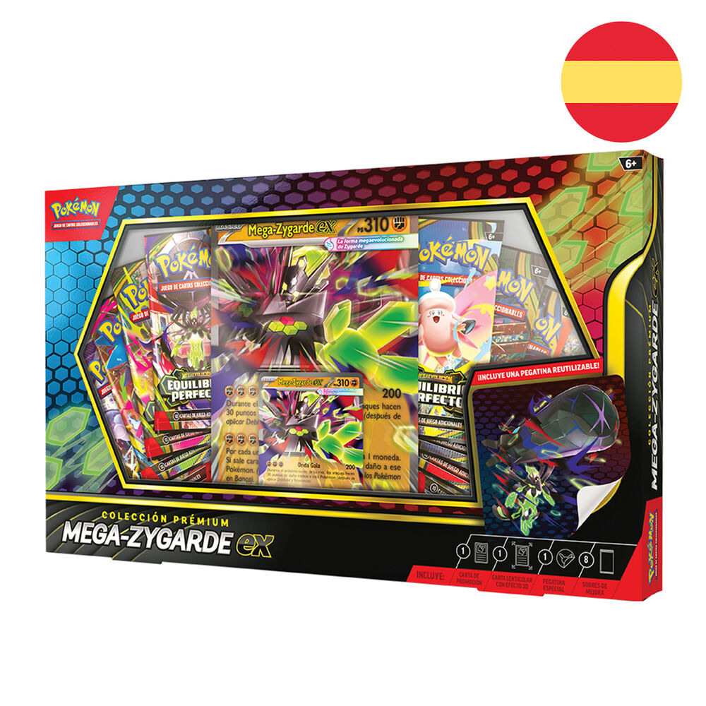 Pokémon TCG Mega-Zygarde ex Premium Collection po hiszpańsku – 8 boosterów + karta promo