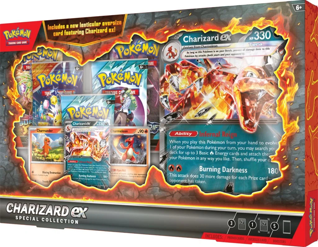 Zestaw oryginalnych kart Pokemon TCG: Charizard ex Special Collection Box