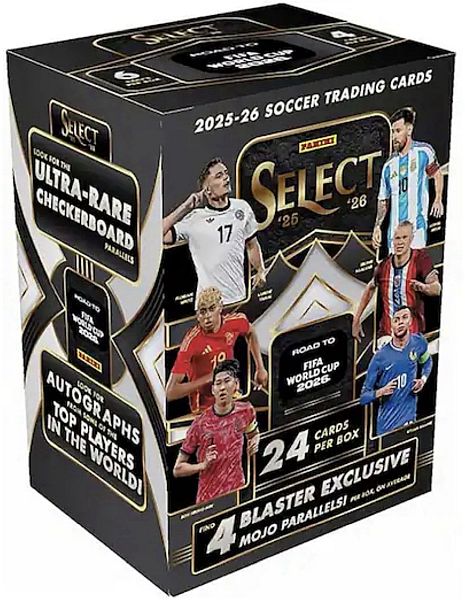 Panini Soccer Select 2025–26 — Road to FIFA World Cup — Blaster Box / Booster Display — 1 pudełko z 6 paczkami
